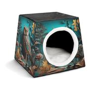 YKUDBN Cozy Capsule Pet Nest pour petits chats et chiens, imprimé hibou, nid portable pour petit animal de compagnie, design capsule pour petit animal