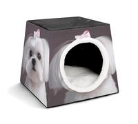 YKUDBN Cozy Capsule Pet Nest pour petits chats et chiens, joli chien maltais imprimé portable pour petit animal de compagnie, nid pour petit animal de compagnie, nid pour animaux de compagnie
