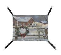 YKUDBN Hamac portable en toile pour animal domestique, imprimé ferme de chevaux blancs, hamac élégant idéal pour les petits animaux de compagnie, respirant, peu encombrant et facile à nettoyer