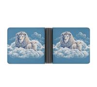 YKUDBN Portefeuille en cuir pour homme, motif agneau avec un lion sur les nuages, portefeuille mignon pour femme, portefeuille à fermeture éclair adapté pour un usage quotidien en voyage, agneau avec