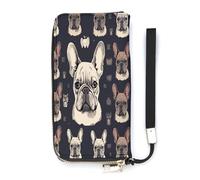 YKUDBN Portefeuille en cuir synthétique, avec imprimé « I Love French Bulldog », grande capacité, portefeuille long pour femme, portefeuille à main, portefeuille moderne pour femme, style, 20 x 10,5