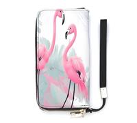 YKUDBN Portefeuille en cuir synthétique, imprimé flamant rose d'amour de grande capacité, portefeuille long pour femme, portefeuille d'embrayage de poche, portefeuille moderne pour femme, style, 20 x