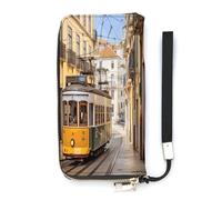 YKUDBN Portefeuille en cuir synthétique, imprimé tramway de Lisbonne, grande capacité, portefeuille long pour femme, portefeuille à main moderne, style moderne, 20 x 10,5 cm, moderne, Style :,