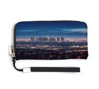 YKUDBN Portefeuille long en cuir synthétique, imprimé horizon de Los Angeles, grande capacité, portefeuille long pour femme, portefeuille à main moderne, style moderne, 20 x 10,5 cm, moderne, Style :,