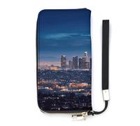 YKUDBN Portefeuille long en cuir synthétique, imprimé horizon de Los Angeles, grande capacité, portefeuille long pour femme, portefeuille à main moderne, style moderne, 20 x 10,5 cm, moderne, Style :,