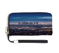 YKUDBN Portefeuille long en cuir synthétique, imprimé horizon de Los Angeles, grande capacité, portefeuille long pour femme, portefeuille à main moderne, style moderne, 20 x 10,5 cm, moderne, Style :,