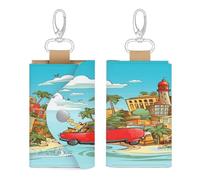 YKUDBN Sac à clés en cuir, imprimé île de Cuba, porte-clés chic, portefeuille polyvalent pour clés de tous les jours, porte-clés avec fermeture à pression, style, taille unique, Style :, Taille