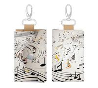 YKUDBN Sac à clés en cuir, imprimé notes de musique, porte-clés chic, portefeuille polyvalent avec fermeture à pression, style, taille unique, Style :, Taille unique, Art Déco