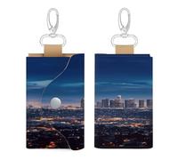 YKUDBN Sac à clés en cuir, motif horizon de Los Angeles, porte-clés chic, portefeuille polyvalent avec fermeture à pression, style, taille unique, Style :, Taille unique, Art Déco