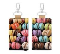YKUDBN Sac à clés en cuir, motif macaron biscuit, pâtisseries, chic, porte-clés, portefeuille polyvalent avec fermeture à pression, style, taille unique, Style :, Taille unique, Art Déco
