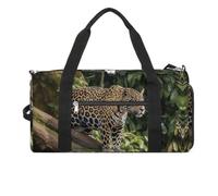 YKUDBN Sac de sport pour homme et femme, motif chat jaguar sur un tronc d'arbre, sac de sport avec compartiment à chaussures, motif chat Jaguar sur un arbre cascade, taille unique, Jaguar Chaton sur