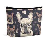 YKUDBN Trousse de maquillage avec imprimé « I Love French Bulldog » - Trousse de maquillage portable de voyage - Organisateur de cosmétiques - Trousse à maquillage zippée - Style 26 - Taille unique,