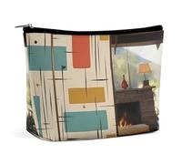 YKUDBN Trousse de maquillage, sac de maquillage portable imprimé moderne du milieu du siècle, sac de maquillage de voyage, organisateur de cosmétiques, sac à cosmétiques, pochette de maquillage, style