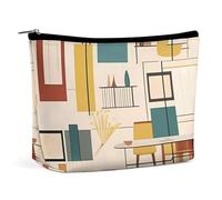 YKUDBN Trousse de maquillage, sac de maquillage portable imprimé moderne du milieu du siècle, sac de maquillage de voyage, organisateur de cosmétiques, sac à cosmétiques, pochette de maquillage, style