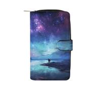 YKUDBN XB0608021 Portefeuille en cuir pour homme avec fermeture éclair pour femme Motif aurores boréales 19,7 x 11 x 3,5 cm, Northern Lights, 19.7x11x3.5cm