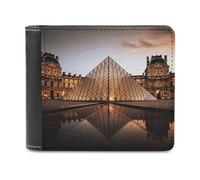 YKUDBN XB0608021 Portefeuille en cuir pour homme avec fermeture éclair pour un usage quotidien Motif musée du Louvre à Paris Taille unique, Musée Louvre à Paris, Taille unique