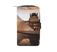 YKUDBN XB0608021 Portefeuille en cuir pour homme avec fermeture éclair pour un usage quotidien Motif musée du Louvre à Paris 19,7 x 11 x 3,5 cm, Musée Louvre à Paris, 19.7x11x3.5cm