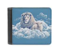 YKUDBN XB0608021 Portefeuille en cuir pour homme avec un lion sur les nuages avec fermeture éclair pour un usage quotidien en voyage, agneau avec un lion sur les nuages, taille unique, Agneau avec un