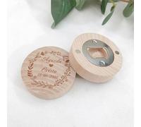 yky Décapsuleur rond en bois personnalisé, décapsuleur pour invités de mariage, cadeau de mariage personnalisé pour invités (1 pièce)