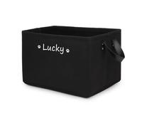 yky Panier de rangement personnalisé pour jouets pour chat et chien, paniers personnalisés avec nom, panier de rangement personnalisé pour jouets pour animaux de compagnie (patte noire, S, 23 x 19 x