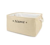 yky Panier de rangement personnalisé pour jouets pour chien de compagnie, boîte à jouets pour chien personnalisable, beige, L 40 x 30 x 20 cm
