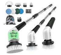 YKYI Brosse électrique Nettoyage rotative avec 8 têtes, Manche Extensible, 2 Vitesses, Batterie 2500mAh, étanche IPX7 - Brosse Nettoyage Salle de Bain et Cuisine