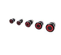 YKYNCJJT Bouton d'alimentation Circulaire éclairé, 1 pièce, 12/16/19/22MM, oxydé, en métal Noir, réinitialisation Automatique, autobloquant(Green Ring Light,16MM-220V)