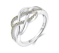 YL Bague celtique en argent 925 août pierre de naissance péridot vert zircone cubique anniversaire éternité infini anneau de noeud celtique pour femme (taille 52)