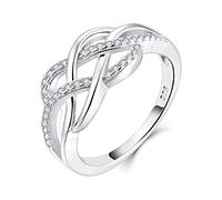 YL Bague celtique en argent 925 avril pierre de naissance zircone cubique blanche anniversaire éternité infini bague noeud celtique pour femme (taille 54)