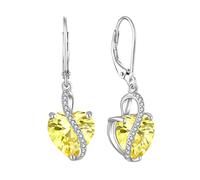 YL Boucles d'oreilles Cœur Argent 925 taillé Novembre Pierres de Naissance Citrine Bijoux pour Femme