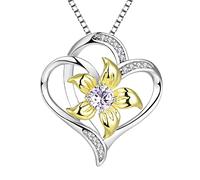 YL Collier Coeur Argent 925 couper Juin Pierres de Naissance Alexandrite Pendentif Amour Fleur de Lys pour Femme, Chaîne 45+3CM