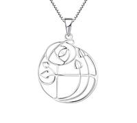 YL Collier Femme En Argent 925 Charles Rennie MacKintosh Rose Glasgow Rose Collier Pendentif pour Femmes Dames Filles Petite Amie