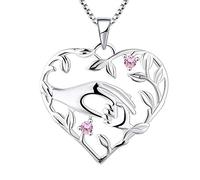 YL Collier Maman 925 Argent Tenir la Main de l’Enfant Pendentif Cadeau pour Maman (rose)