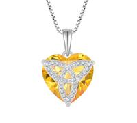 YL Keltischer Knoten Halskette 925 Sterling Silber Knoten Anhänger Kette November Geburtshelfer Zitrin Halskette Schmuckgeschenke für Damen