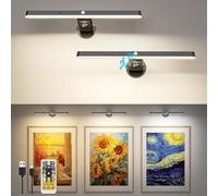 Ylatoial Applique Murale LED Rechargeable avec Détecteur de Mouvement et Télécommande, Éclairage sans Fil pour Tableaux, Art et Galerie - 3 Températures de Couleur pour Vitrine ou Cible de Fléchettes