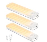 Ylatoial Lampe de Placard 15 cm Lampe LED avec Détecteur de Mouvement, Réglette LED Cuisine Luminosité Réglable, Éclairage à Led Étude de Cuisine Couloir Veilleuse - 3 Pièces, Blanc Chaud