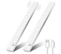 Ylatoial Lampe LED Placard Sans Fil, 32CM 5000K Lampe Placard Détecteur de Mouvement 1500mAh Eclairage LED Cuisine Sous Meuble Aimantée Rechargeable 60 LEDs Lumiere Armoire Veilleuse Escalier - 2 Pack