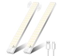 Ylatoial LED Sous Placard Cuisine, 32cm Lumiere Cuisine Sous Meuble 3000K Lampe de Placard Detecteur de Mouvement 1500mAh 60 LEDs Lampe Armoire LED Sans Fil pour Veilleuse Escalier Couloir - 2 Pack