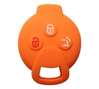 YLC Housse de Protection pour clés de Voiture en Silicone Car Key Cover pour Smart 451 FORTWO FORFOUR Roadster 3 Boutons clés de Voiture(Orange)