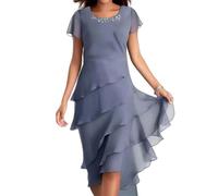 YLCYDLYU Robe Invité Mariage Robe De Plis À Chape-Blau-3Xl
