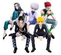 YLEAFUN Killua Zaoldyeck Figurine anime Butoir à nouilles Figurines Chrollo Lucilfer Kurapika Hisoka Figurine d'action Statue Statue Décoration de bureau Objets de collection Modèle 5 pièces