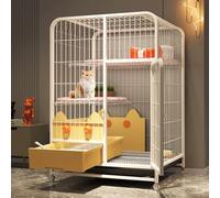YLEPHNE Cage pour Chat avec Bac À Litière pour Chat, Cage D'intérieur en Métal pour Petits Animaux, Maison pour Chat À Monter Soi-même(White,78 * 55 * 108cm)