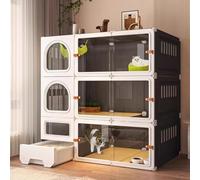 YLEPHNE Cage pour Chat D'intérieur avec Bac À Litière pour Chat, Villa Transparente pour Chat, Enclos pour Chats pour Amis Félins Heureux(Grey,106x46x106cm)