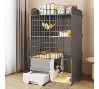 YLEPHNE Cages pour Chat D'intérieur, Cage pour Chat avec Toilettes pour Chat, Enclos pour Chat, Parc pour Chat D'intérieur À Monter Soi-même pour Petit Animal(75x39x119cm)