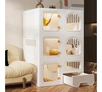 YLEPHNE Cages pour Chat D'intérieur, Enclos pour Chat avec Toilettes pour Chat, Maison Transparente et Visible, Cage pour Chat À Monter Soi-même, pour Petits Animaux(70x45x105cm)