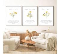 YLHKME Impression sur Toile Versets Bibliques Chrétiens Le Chemin La Vérité et la Vie Affiche Tableau Decoration Murale Salon,pour Salon et Chambre à Coucher Deco Maison (Sans Cadre,3X40X60CM)