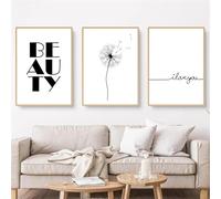 YLHKME Minimaliste Tableau Pissenlit Plume Noir et Blanc Amour,Affiche Toile Tableau Decoration Murale Salon,pour Chambre Cuisine Bureau, Deco Maison, sans Cadre (A-Frameless,3X20X30CM)