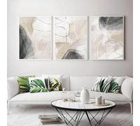 YLHKME Tableau Abstrait Géométrique Beige Gris Lignes Impression sur Toile Affiche Toile Tableau Decoration Murale Salon,Pour Chambre Cuisine Bureau, Deco Maison (Sans Cadre,3X60X80CM)