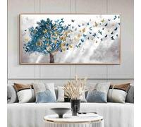 YLHKME Tableau Abstrait Papillon Bleu Arbre Paysage,Affiche Toile Tableau Decoration Murale Salon,pour Chambre Cuisine Bureau, Deco Maison, sans Cadre (Frameless,70X140CM)