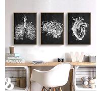 YLHKME Tableau Anatomie Humaine Organe Anatomique Fleurs,Vintage Affiche Toile Tableau Decoration Murale Salon,pour Chambre Cuisine Bureau, Deco Maison, sans Cadre (D-Frameless,3X30X40CM)